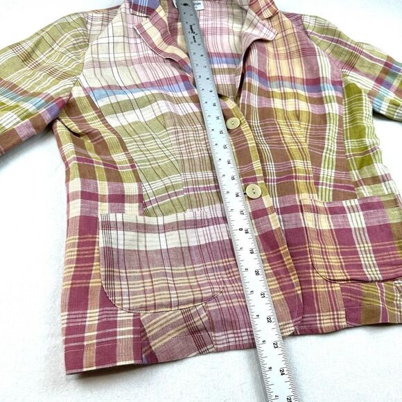 Pendleton‎ %100 Linen Pink Plaid Blazer Women’s S - Picture 7 of 11